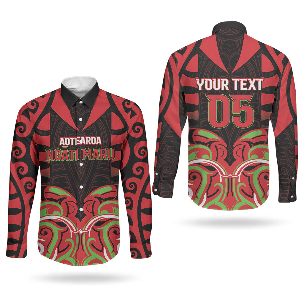 Custom Aotearoa Ngati Maru Couples Matching Puletasi and Long Sleeve Button Shirt New Zealand Traditional Maori Pattern DT05 - Polynesian Pride