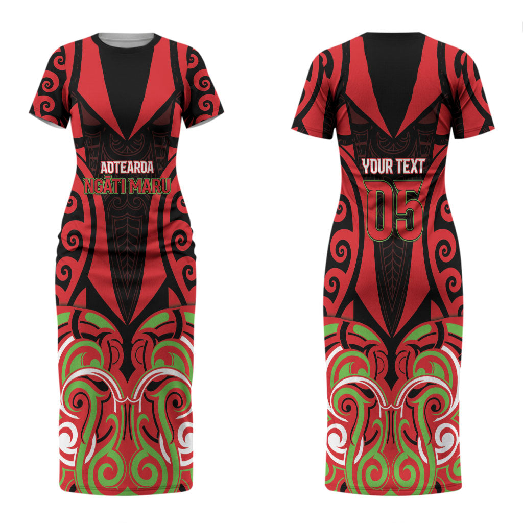 Custom Aotearoa Ngati Maru Couples Matching Short Sleeve Bodycon Dress and Long Sleeve Button Shirt New Zealand Traditional Maori Pattern DT05 - Polynesian Pride