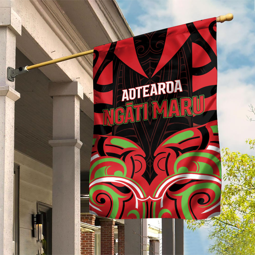 Aotearoa Ngati Maru Garden Flag New Zealand Traditional Maori Pattern DT05 House Flag Red - Polynesian Pride