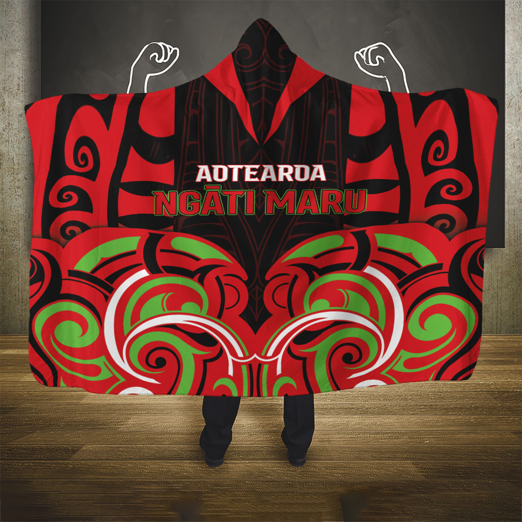 Aotearoa Ngati Maru Hooded Blanket New Zealand Traditional Maori Pattern DT05 - Polynesian Pride