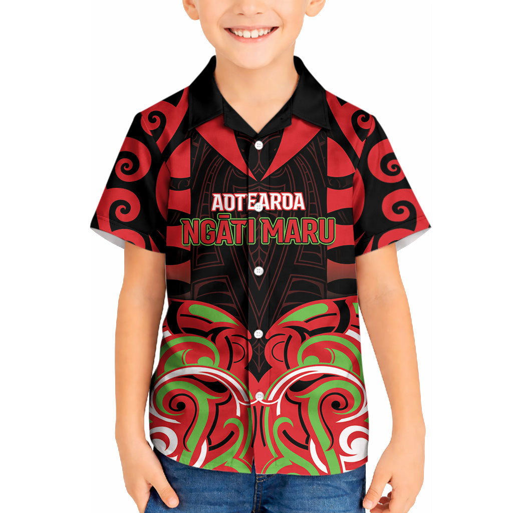 Custom Aotearoa Ngati Maru Kid Hawaiian Shirt New Zealand Traditional Maori Pattern DT05 Kid Red - Polynesian Pride
