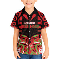 Custom Aotearoa Ngati Maru Kid Hawaiian Shirt New Zealand Traditional Maori Pattern DT05 Kid Red - Polynesian Pride