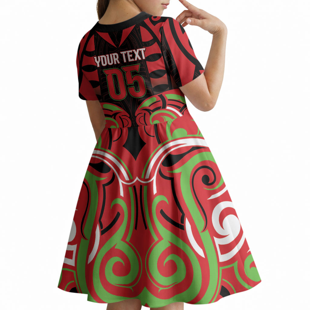 Custom Aotearoa Ngati Maru Kid Short Sleeve Dress New Zealand Traditional Maori Pattern DT05 - Polynesian Pride