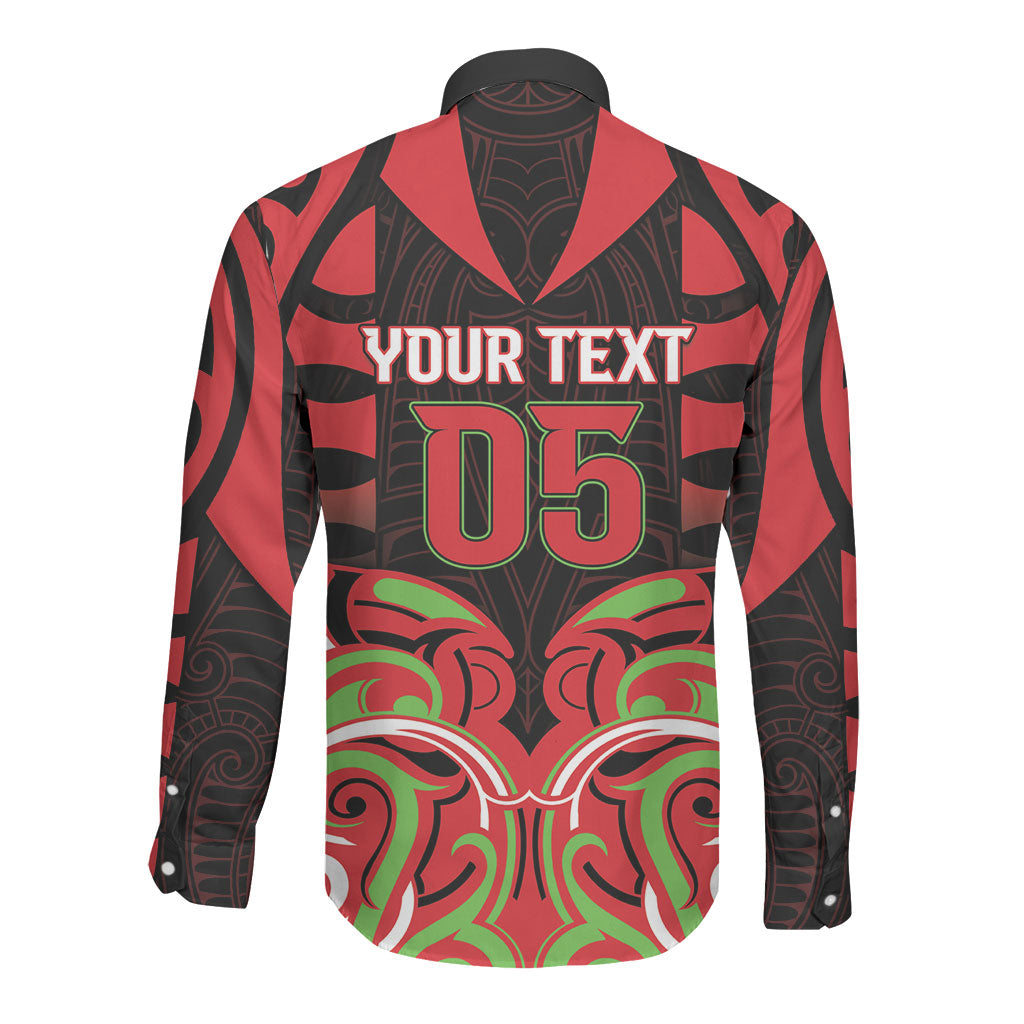 Custom Aotearoa Ngati Maru Long Sleeve Button Shirt New Zealand Traditional Maori Pattern DT05 - Polynesian Pride