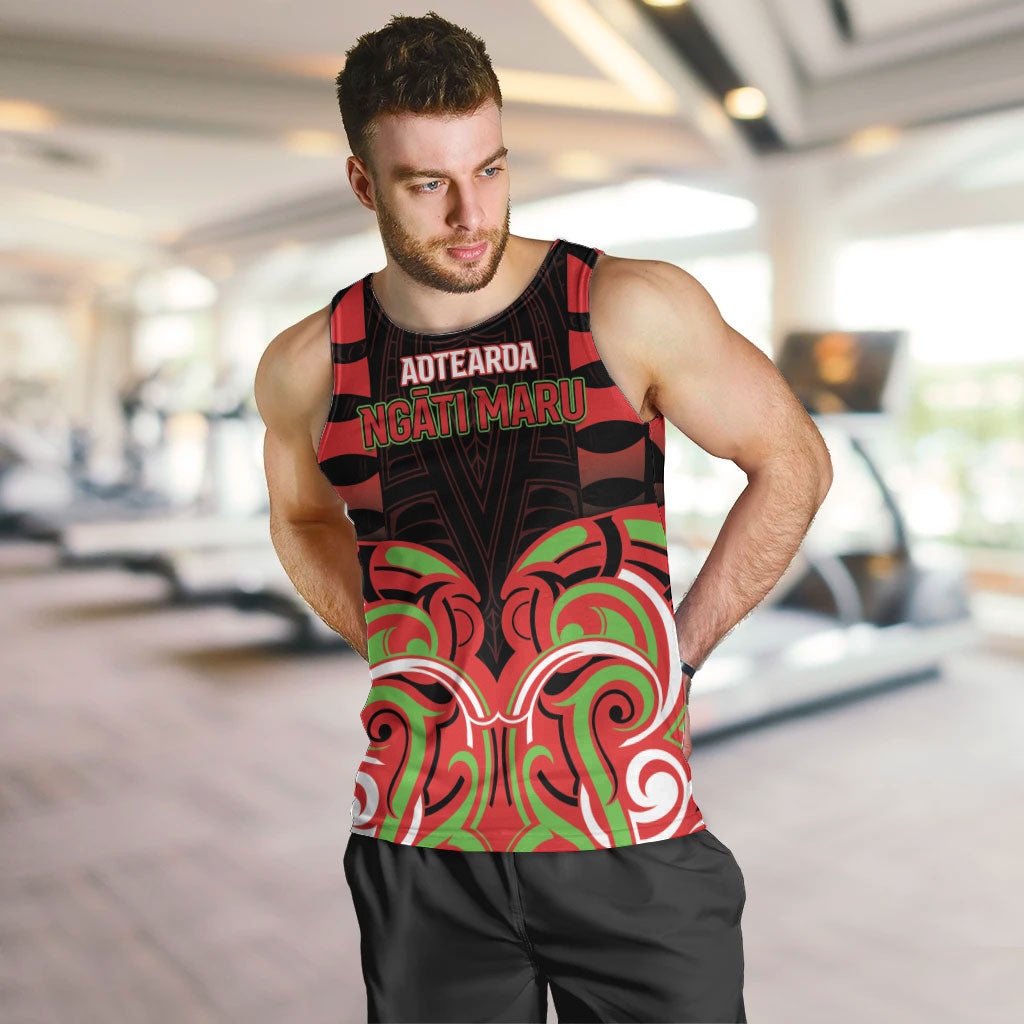 Custom Aotearoa Ngati Maru Men Tank Top New Zealand Traditional Maori Pattern DT05 Red - Polynesian Pride