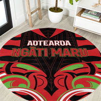 Aotearoa Ngati Maru Round Carpet New Zealand Traditional Maori Pattern DT05 Red - Polynesian Pride