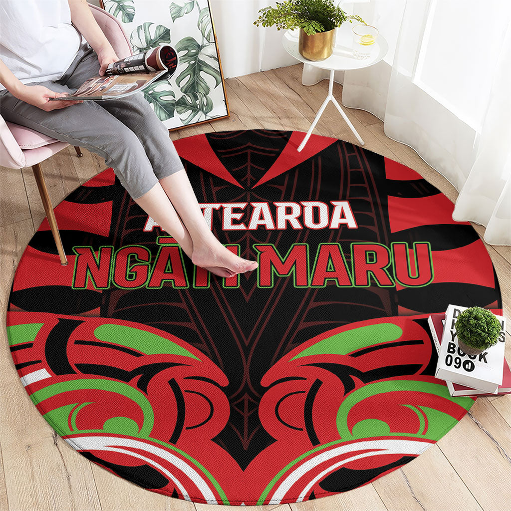 Aotearoa Ngati Maru Round Carpet New Zealand Traditional Maori Pattern DT05 - Polynesian Pride