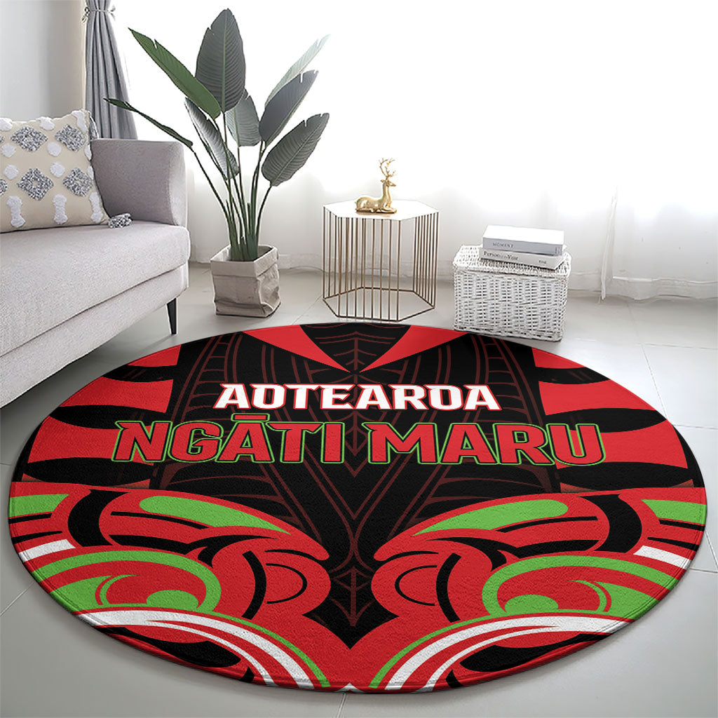 Aotearoa Ngati Maru Round Carpet New Zealand Traditional Maori Pattern DT05 - Polynesian Pride