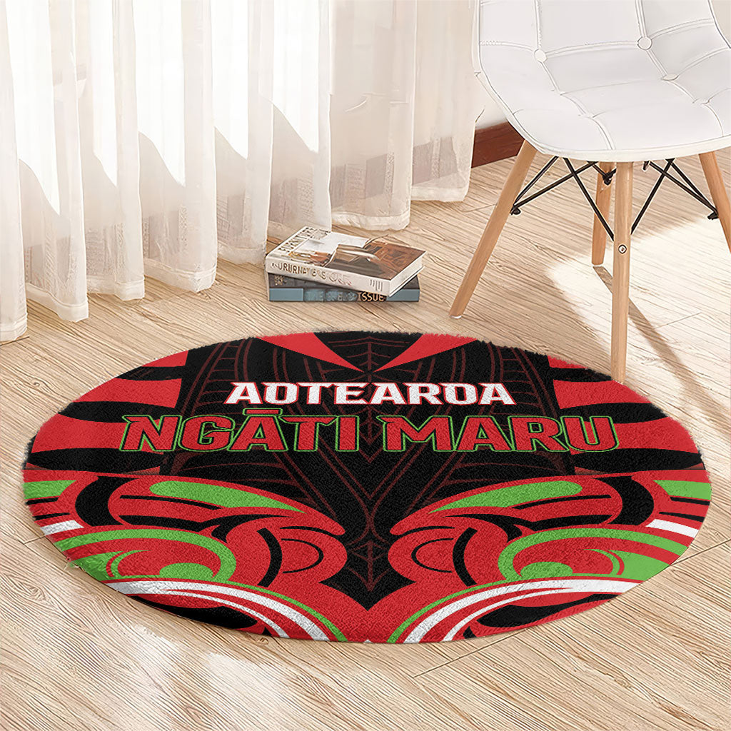 Aotearoa Ngati Maru Round Carpet New Zealand Traditional Maori Pattern DT05 - Polynesian Pride