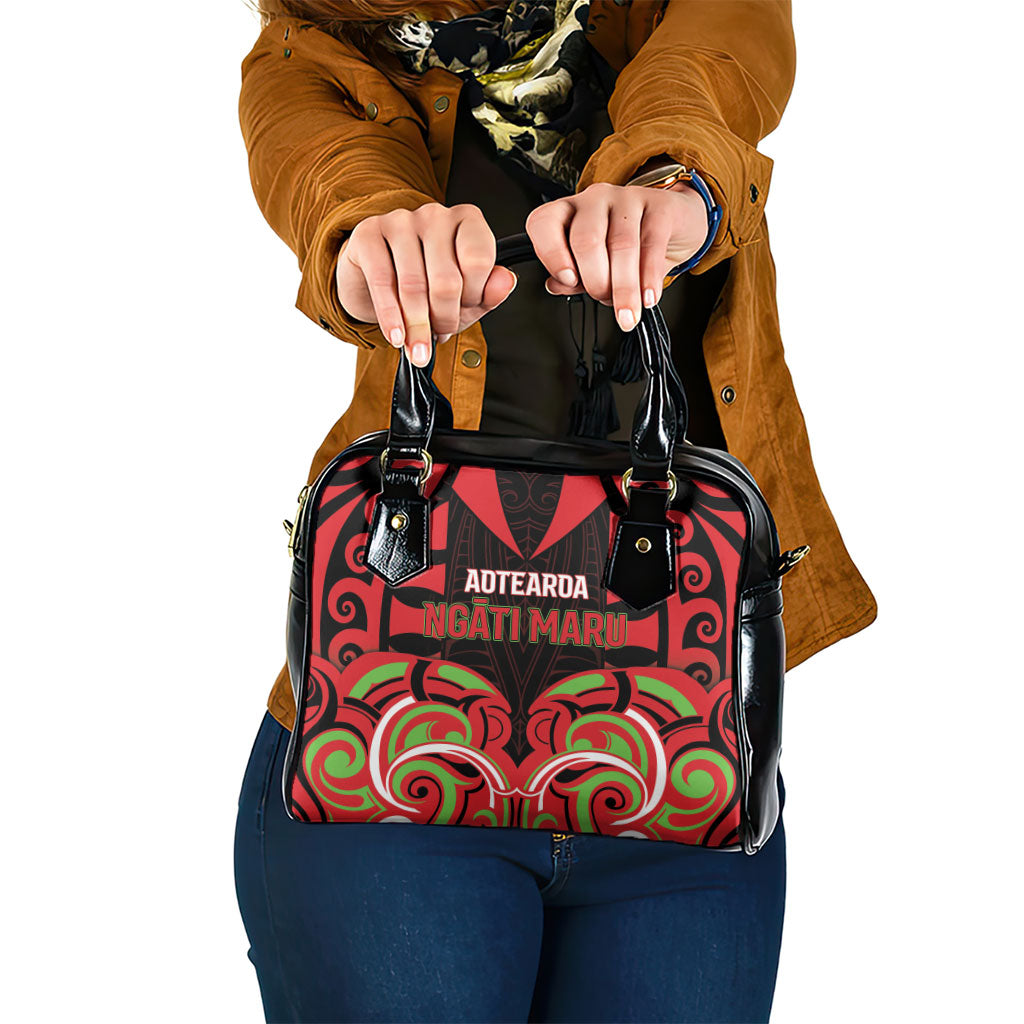 Aotearoa Ngati Maru Shoulder Handbag New Zealand Traditional Maori Pattern DT05 One Size Red - Polynesian Pride