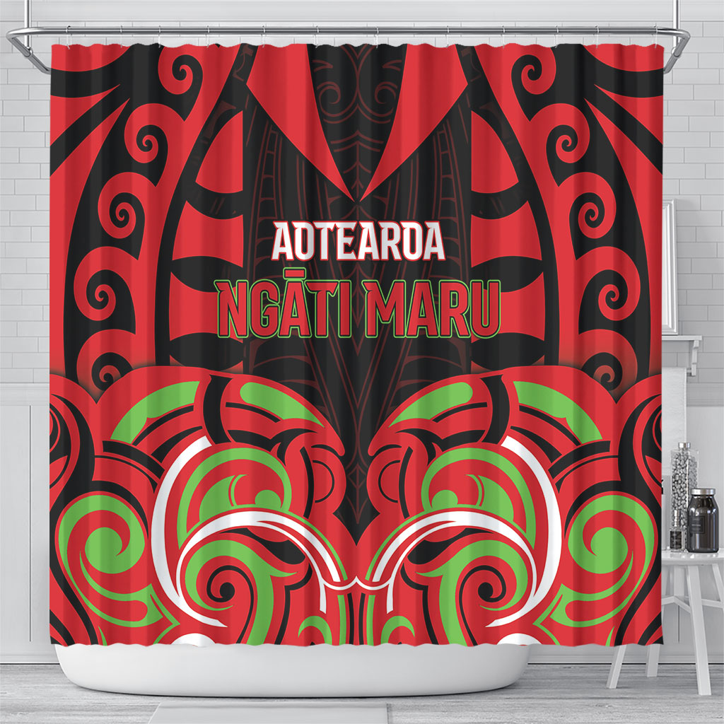 Aotearoa Ngati Maru Shower Curtain New Zealand Traditional Maori Pattern DT05 - Polynesian Pride