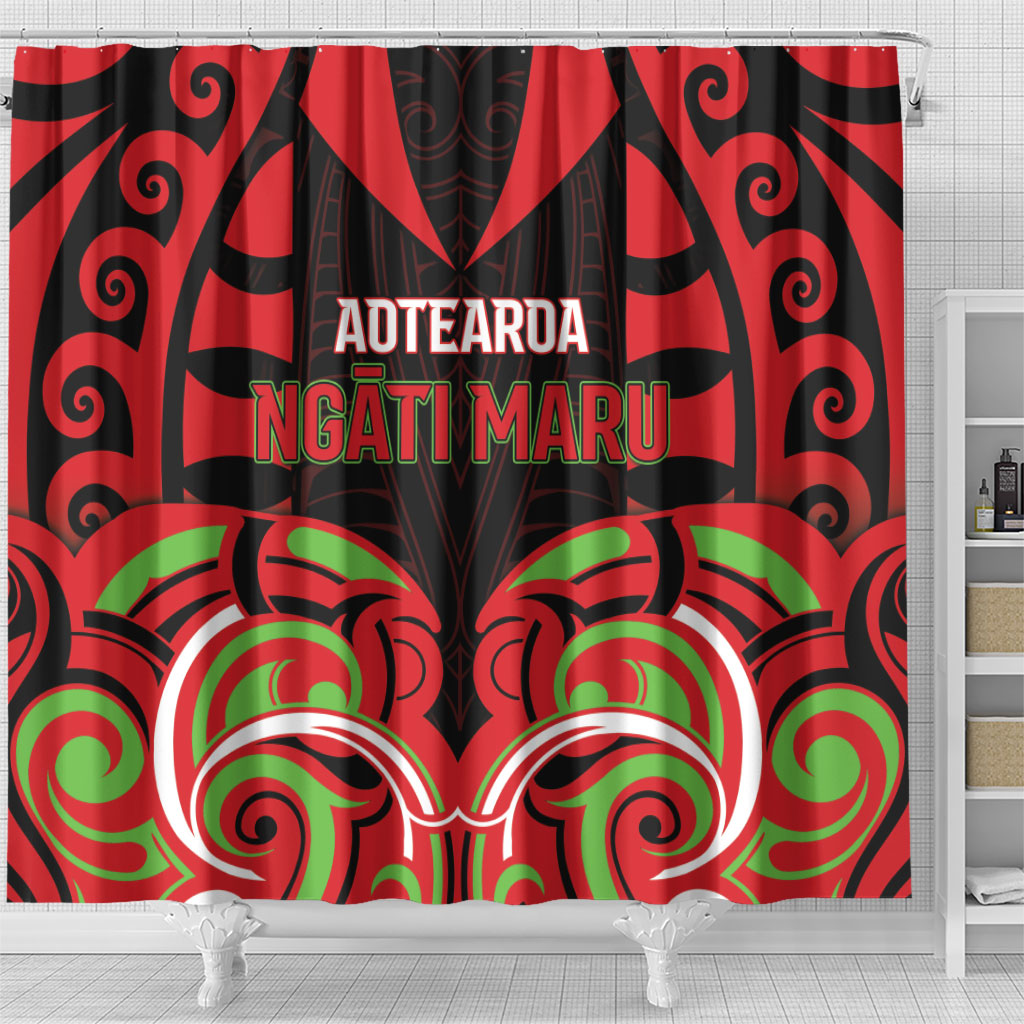 Aotearoa Ngati Maru Shower Curtain New Zealand Traditional Maori Pattern DT05 - Polynesian Pride