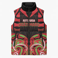 Custom Aotearoa Ngati Maru Sleeveless Puffer Jacket New Zealand Traditional Maori Pattern DT05 Unisex Red - Polynesian Pride