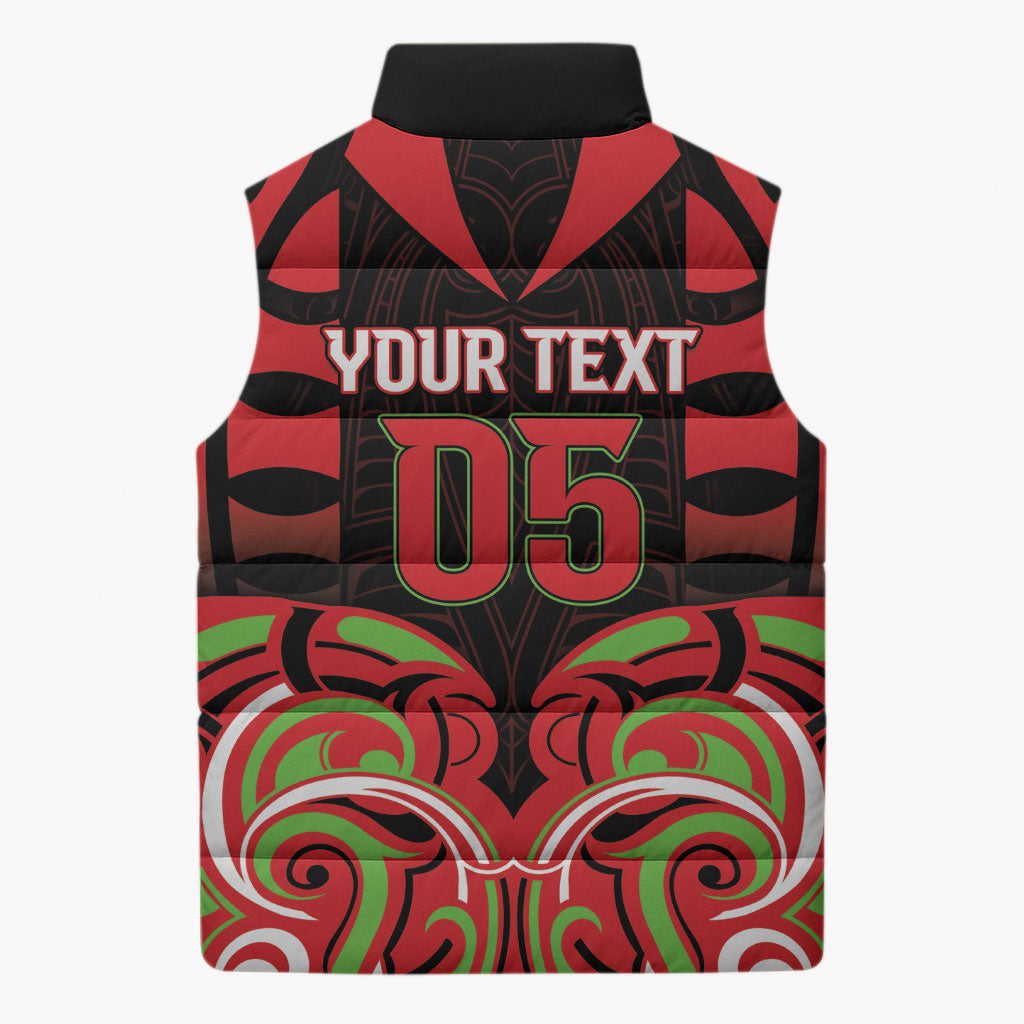 Custom Aotearoa Ngati Maru Sleeveless Puffer Jacket New Zealand Traditional Maori Pattern DT05 - Polynesian Pride