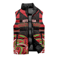 Custom Aotearoa Ngati Maru Sleeveless Puffer Jacket New Zealand Traditional Maori Pattern DT05 - Polynesian Pride