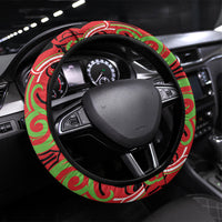 Aotearoa Ngati Maru Steering Wheel Cover New Zealand Traditional Maori Pattern DT05 Universal Fit Red - Polynesian Pride