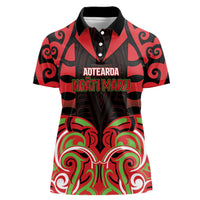 Custom Aotearoa Ngati Maru Women Polo Shirt New Zealand Traditional Maori Pattern DT05 Female Red - Polynesian Pride