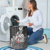 Black Palaka Hawaiian And Japanese Laundry Basket Maneki Neko And Sakura Bloom DT05 - Polynesian Pride