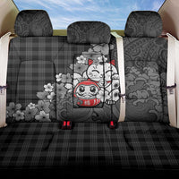 Black Palaka Hawaiian And Japanese Back Car Seat Cover Maneki Neko And Sakura Bloom DT05 One Size Black - Polynesian Pride