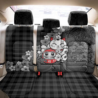 Black Palaka Hawaiian And Japanese Back Car Seat Cover Maneki Neko And Sakura Bloom DT05 - Polynesian Pride