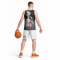 Black Palaka Hawaiian And Japanese Basketball Jersey Maneki Neko And Sakura Bloom DT05 - Polynesian Pride