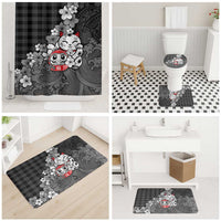 Black Palaka Hawaiian And Japanese Bathroom Set Maneki Neko And Sakura Bloom DT05 - Polynesian Pride