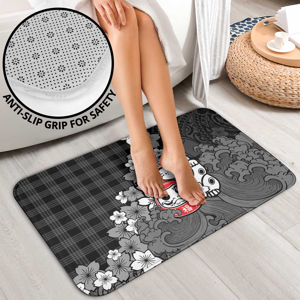 Black Palaka Hawaiian And Japanese Bathroom Set Maneki Neko And Sakura Bloom DT05 - Polynesian Pride