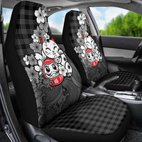 Black Palaka Hawaiian And Japanese Car Seat Cover Maneki Neko And Sakura Bloom DT05 - Polynesian Pride
