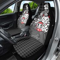 Black Palaka Hawaiian And Japanese Car Seat Cover Maneki Neko And Sakura Bloom DT05 - Polynesian Pride