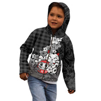 Black Palaka Hawaiian And Japanese Kid Hoodie Maneki Neko And Sakura Bloom DT05 - Polynesian Pride