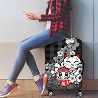 Black Palaka Hawaiian And Japanese Luggage Cover Maneki Neko And Sakura Bloom DT05 - Polynesian Pride