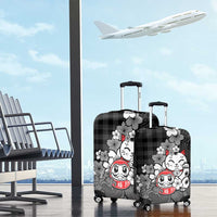 Black Palaka Hawaiian And Japanese Luggage Cover Maneki Neko And Sakura Bloom DT05 - Polynesian Pride