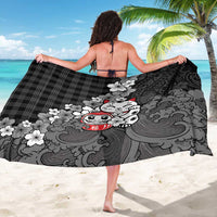 Black Palaka Hawaiian And Japanese Sarong Maneki Neko And Sakura Bloom DT05 - Polynesian Pride