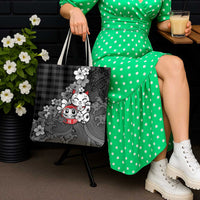 Black Palaka Hawaiian And Japanese Tote Bag Maneki Neko And Sakura Bloom DT05 - Polynesian Pride