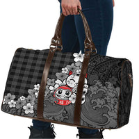 Black Palaka Hawaiian And Japanese Travel Bag Maneki Neko And Sakura Bloom