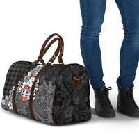 Black Palaka Hawaiian And Japanese Travel Bag Maneki Neko And Sakura Bloom
