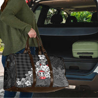 Black Palaka Hawaiian And Japanese Travel Bag Maneki Neko And Sakura Bloom