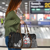 Black Palaka Hawaiian And Japanese Travel Bag Maneki Neko And Sakura Bloom