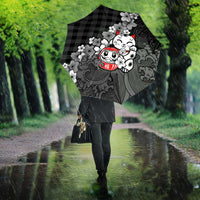 Black Palaka Hawaiian And Japanese Umbrella Maneki Neko And Sakura Bloom DT05 - Polynesian Pride