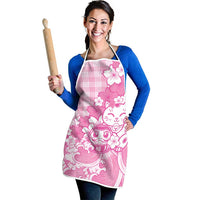 Pink Palaka Hawaiian And Japanese Apron Maneki Neko And Sakura Bloom DT05 - Polynesian Pride