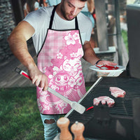 Pink Palaka Hawaiian And Japanese Apron Maneki Neko And Sakura Bloom DT05 - Polynesian Pride