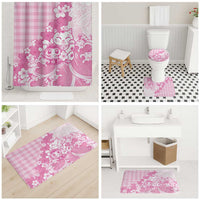 Pink Palaka Hawaiian And Japanese Bathroom Set Maneki Neko And Sakura Bloom DT05 - Polynesian Pride
