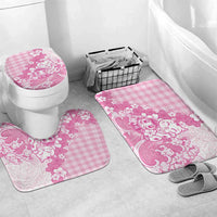 Pink Palaka Hawaiian And Japanese Bathroom Set Maneki Neko And Sakura Bloom DT05 Mat Set Only (3 pcs) One Size Pink - Polynesian Pride
