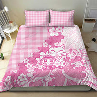 Pink Palaka Hawaiian And Japanese Bedding Set Maneki Neko And Sakura Bloom DT05 - Polynesian Pride