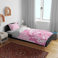 Pink Palaka Hawaiian And Japanese Bedding Set Maneki Neko And Sakura Bloom DT05 - Polynesian Pride