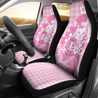 Pink Palaka Hawaiian And Japanese Car Seat Cover Maneki Neko And Sakura Bloom DT05 - Polynesian Pride