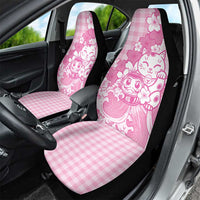 Pink Palaka Hawaiian And Japanese Car Seat Cover Maneki Neko And Sakura Bloom DT05 - Polynesian Pride