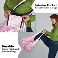 Pink Palaka Hawaiian And Japanese Grocery Bag Maneki Neko And Sakura Bloom DT05 - Polynesian Pride