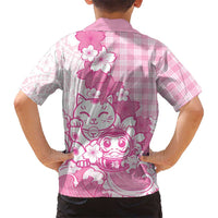 Pink Palaka Hawaiian And Japanese Hawaiian Shirt Maneki Neko And Sakura Bloom DT05 - Polynesian Pride