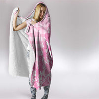Pink Palaka Hawaiian And Japanese Hooded Blanket Maneki Neko And Sakura Bloom DT05 - Polynesian Pride